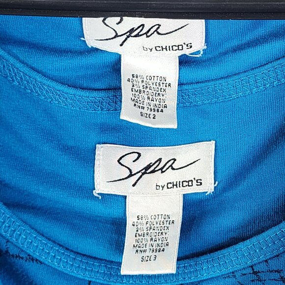 Womens 2 Pc Chicos Spa Blue Graphic Full Zip Jacket & Tank Top Set Size 2 & 3 - Picture 6 of 14